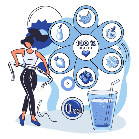 Girl measuring healthy drink  Illustration