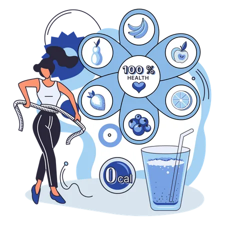 Girl measuring healthy drink  Illustration