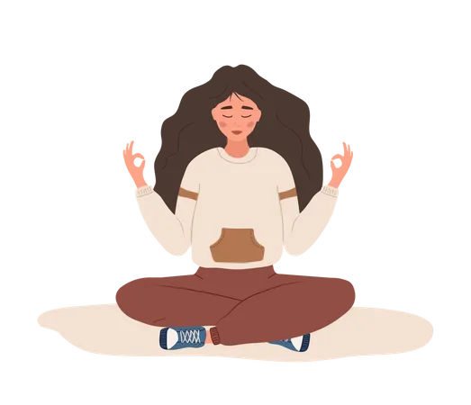 Girl Meditating  Illustration