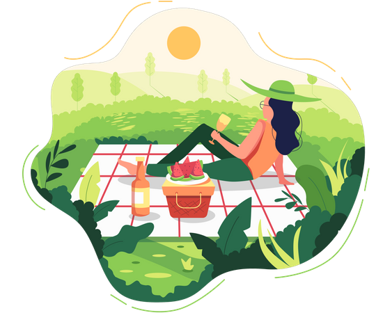 Girl on Picnic  Illustration