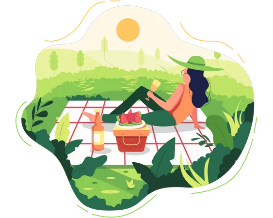 Girl on Picnic  Illustration