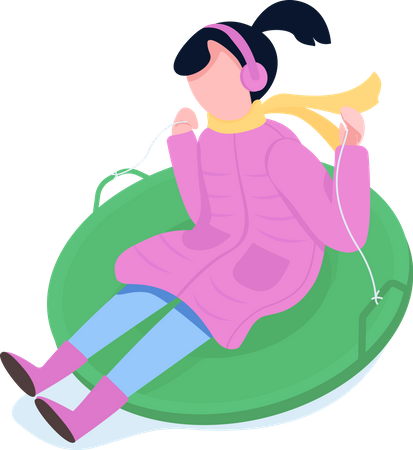 Girl on tube slide  Illustration