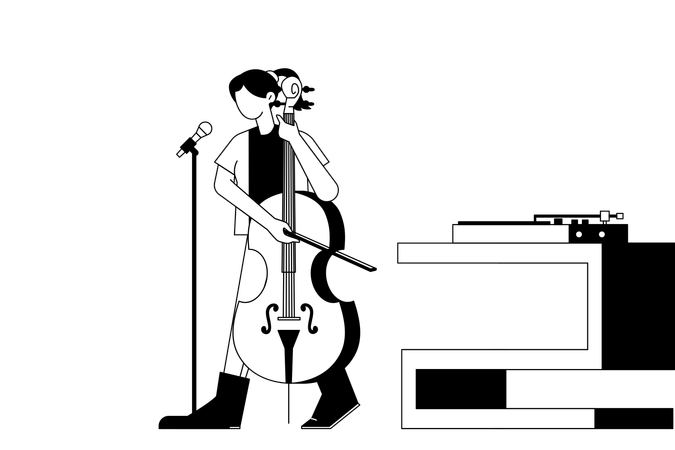 Girl playing cello  Illustration