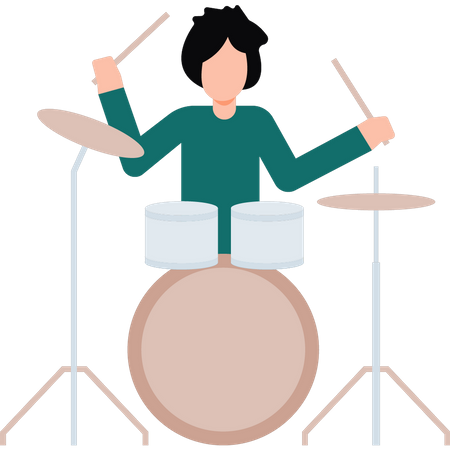 Girl playing drummer  Illustration