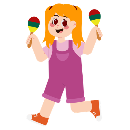 Girl playing maracas  イラスト