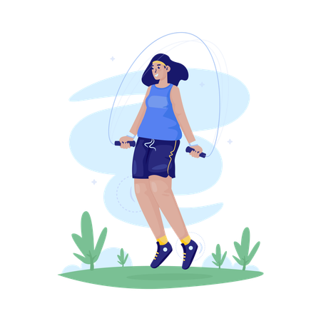 Girl Playing with jump rope  Illustration