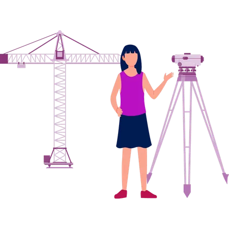 Girl pointing at projector  Illustration