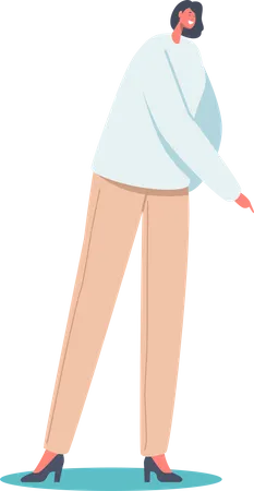 Girl pointing finger downwards  Illustration