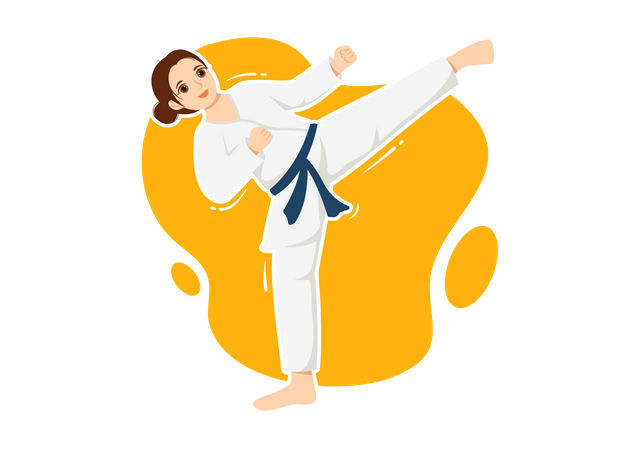 Girl practicing karate  イラスト