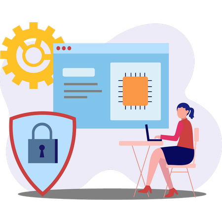 Girl preparing security code  Illustration