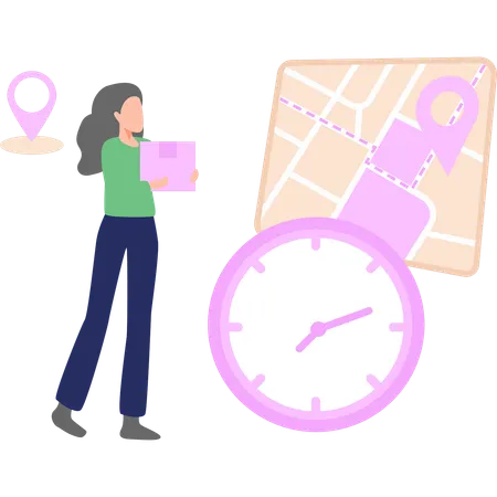 Girl receives the parcel on time  Illustration