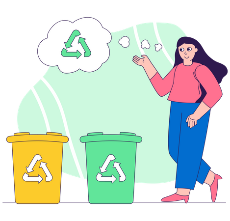 Girl recycling waste  Illustration