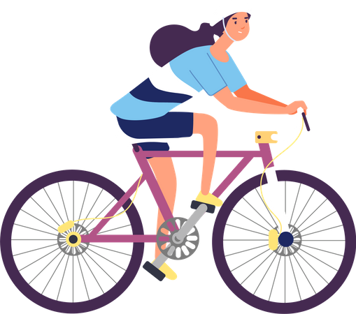 Girl Riding Cycle  Illustration