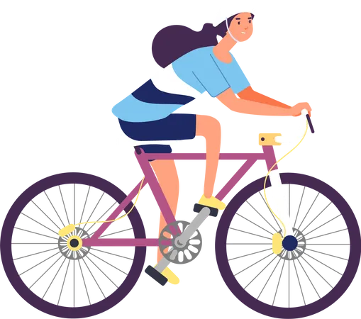 Girl Riding Cycle  Illustration