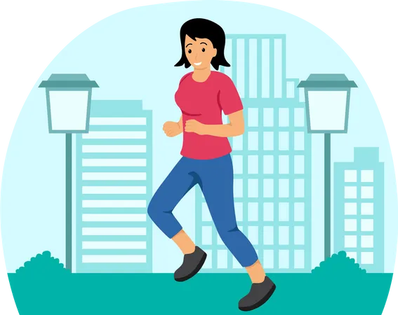 Girl Running  Illustration