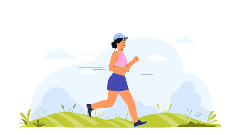 Girl running in outside  Illustration