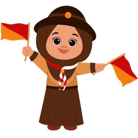 Girl Scout With Stick Semaphore  Illustration