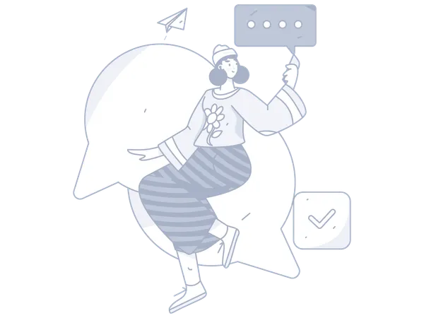 Girl sending message  Illustration