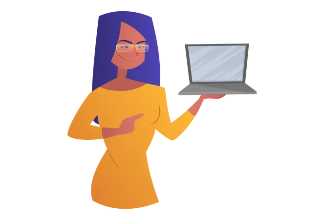 Girl showing laptop  Illustration