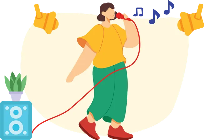 Girl singing song  Illustration