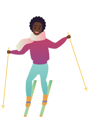 Girl Skiing  Illustration