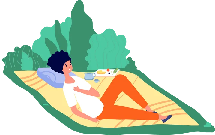 Girl Sleeping At Picnic  Illustration