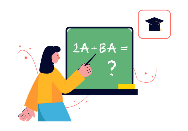 Girl solving algebra problem  Illustration