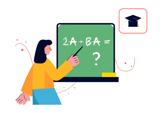 Girl solving algebra problem  Illustration