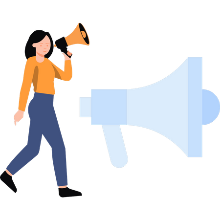 Girl speaking into megaphone  Illustration