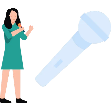 Girl speaking into mic  Illustration