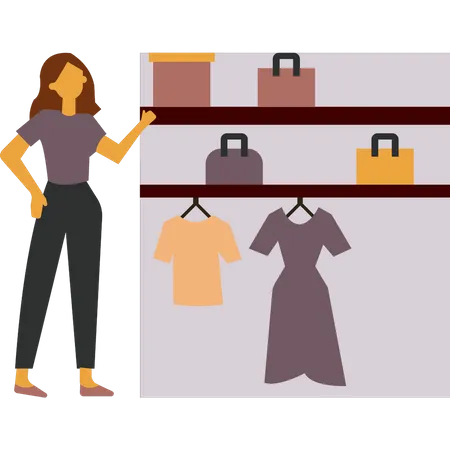 Girl standing by her closet  Illustration