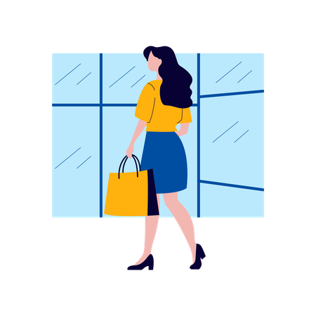 Girl standing with handbag  Illustration