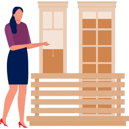 Girl talking about 8 pane window  Illustration