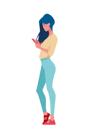 Girl using her phone  Illustration