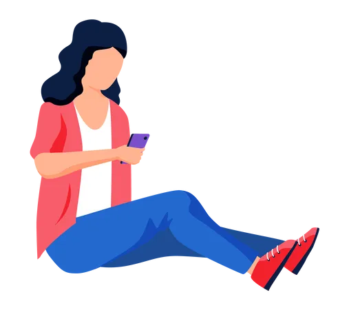 Girl using mobile  Illustration