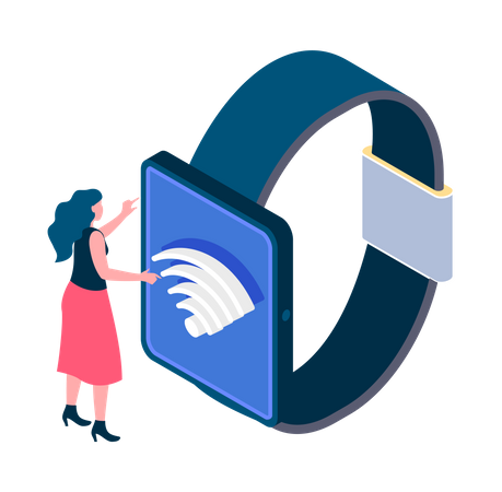 Girl using smartwatch  Illustration