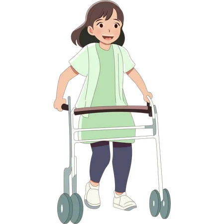 Girl Using Walker  Illustration