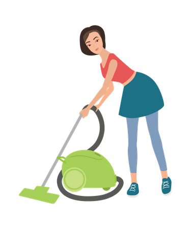 Girl vacuuming floor  Illustration