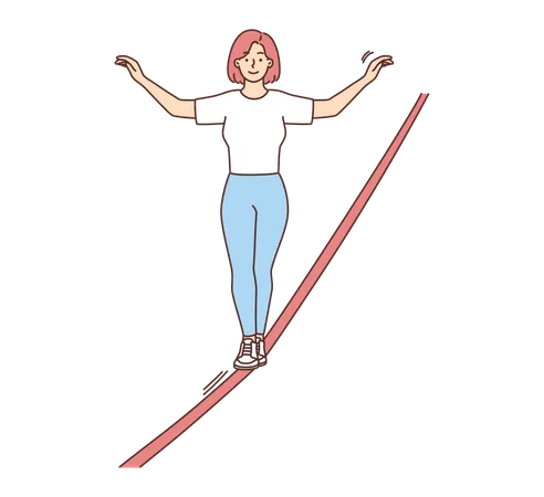 Girl walking on rope  Illustration