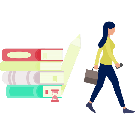 Girl walking with bag  Illustration