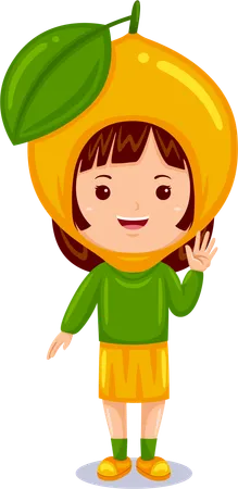 Girl wearing lemon costume  イラスト