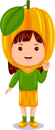 Girl wearing star fruit costume  イラスト