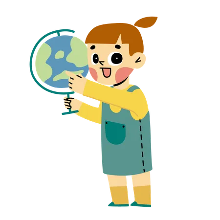 Girl with globe  Illustration