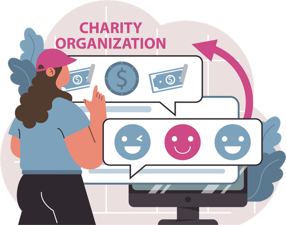 Girl working charity organization  Illustration