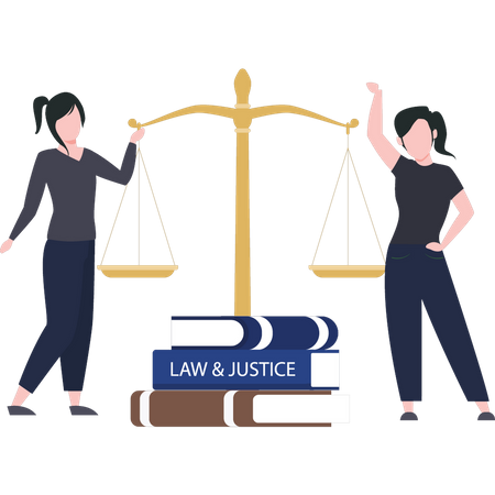 Girls are studying law and justice  Illustration