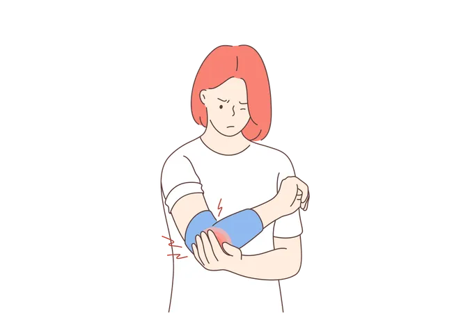 Girl's hand is injured  Illustration