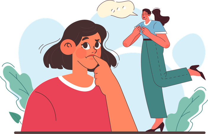 Girls thinking about communication skill  Illustration