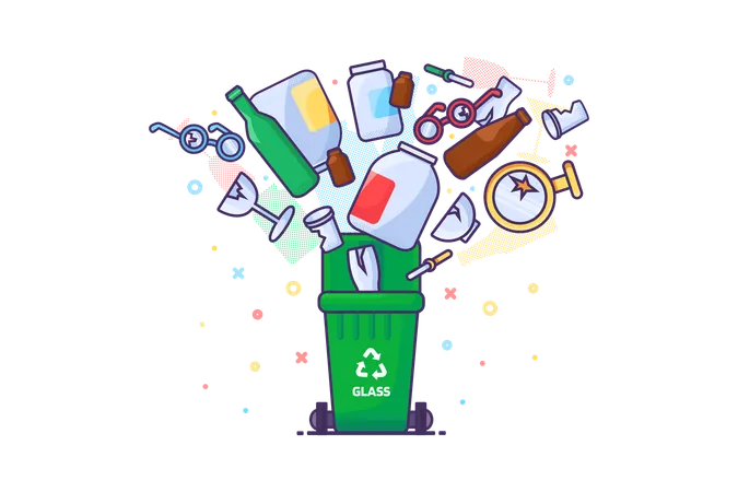 Glass Waste Recycling  Illustration