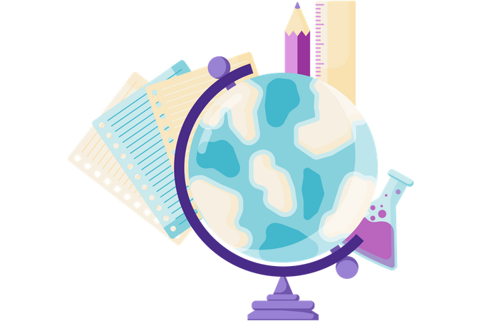 Globe and some stationery  Illustration