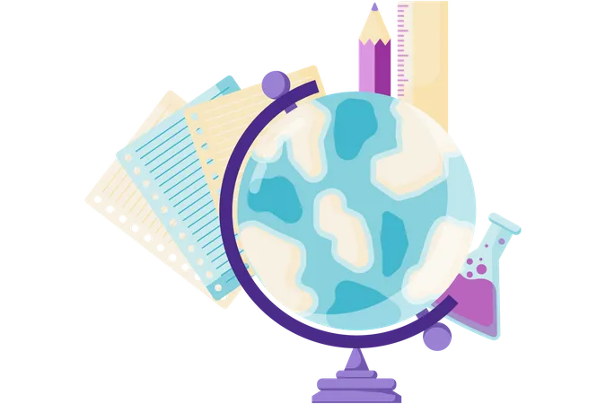 Globe and some stationery  Illustration